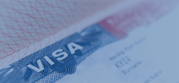Closeup of visa document
